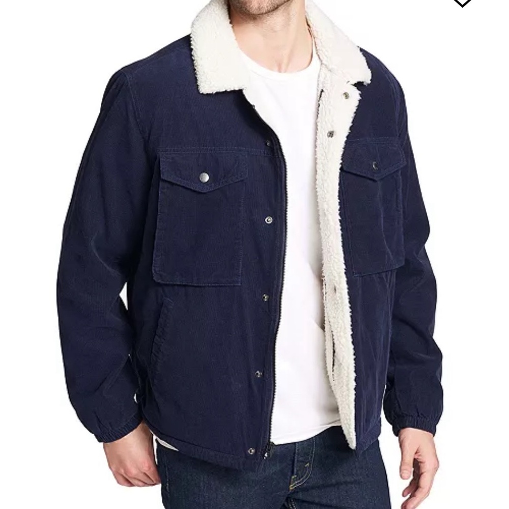 Levi's Classic Corduroy Sherpa-Lined Trucker Jacket Men Size XL Navy Blue